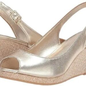 Women's Lilly Pulitzer Kristen Slingback Wedge - Gold Metallic - Wedge sandals